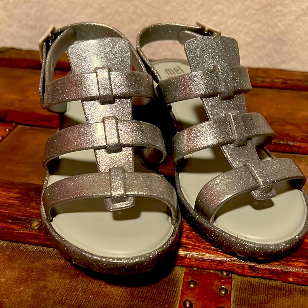 Mini Melissa Glitter Jelly Heels -girls size 1 EUC